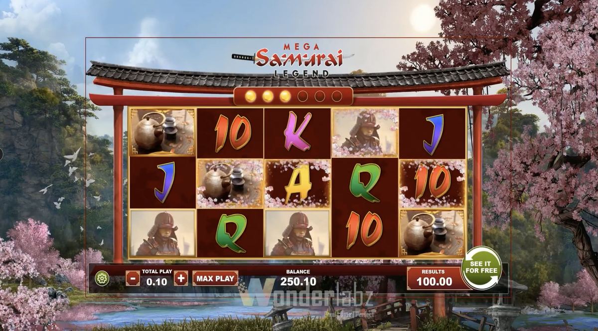 Samurai slot game reel frame